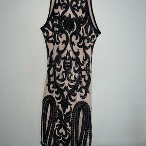 Privy Black and Cream Backless Dress
